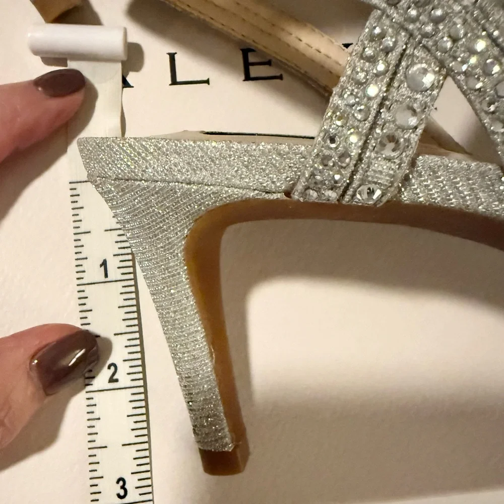 Alex Marie Glittering Silver Strappy Heels - Size 8.5